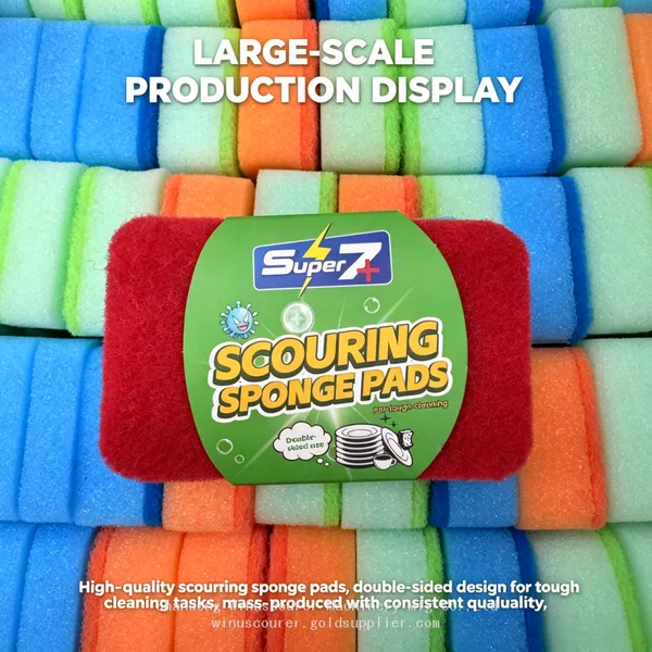 Bulk Green Yellow Foam Scouring Sponge With Flower Print Household Cleaning Tool photo-3