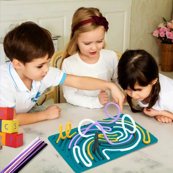 Rainbow Silicone Sensory Activity Board Food Grade Fine Motor Skills Toys Educational Travel Busy Board for Kids Toddlers Autism