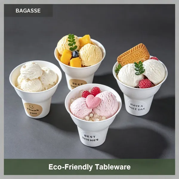 Perfect for Ice Cream Parlors Fast Food Chains Molded Pulp Ice Cream Cup 8oz Sturdy Leakproof photo-2