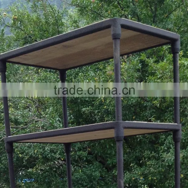 RE-1529 Custom Metal Frame Thick Wood Shelf With Wheel photo-2
