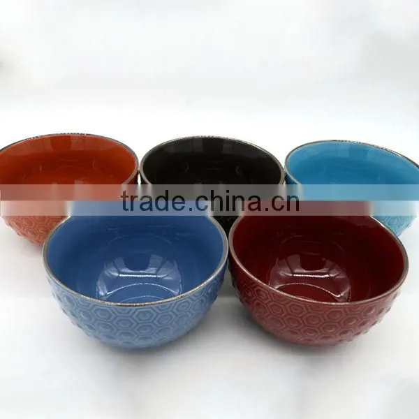2016 Newest Embossed Ethnic Ceramic Bowls With Many Colors photo-2