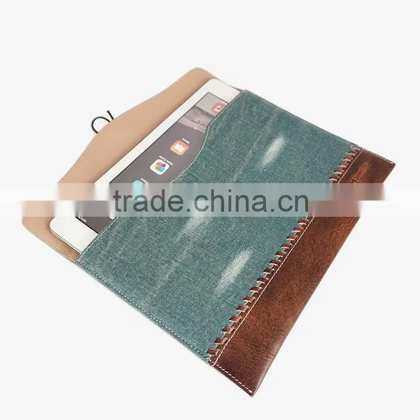 Latest Style High Quality Denim Genuine Leather Case for Ipad photo-3