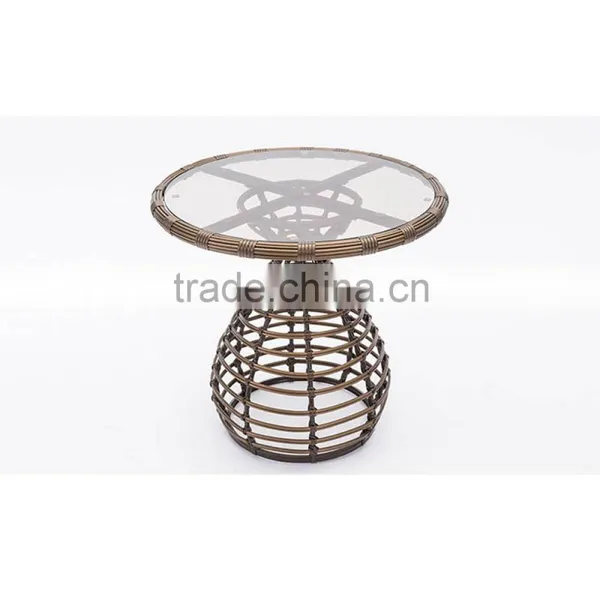 Brown Color Garden Wicker Dining Table And Chairs Rattan Coffee Glass Round Table And Chair photo-2