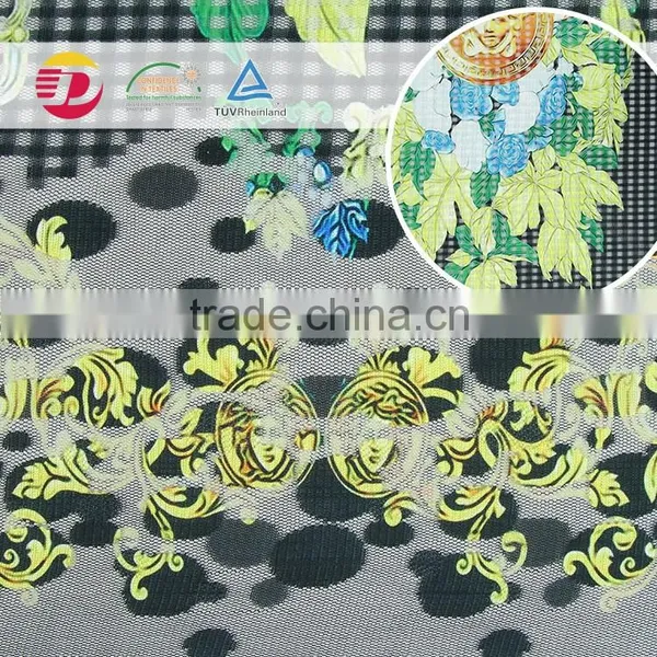 Top Quality Green Plant 100% Polyester Print Lace Fabric for Curtain photo-6