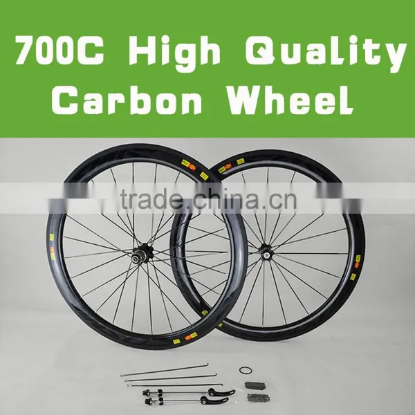 700c Carbon Fiber Bike Wheels; Carbon Disc Wheel Clincher, 50cm Carbon Wheels