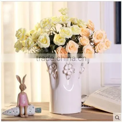 2016 Home Decoration White Glazed Gild Ceramic Flower Vase for Wedding Decor Supplier's Choice photo-5