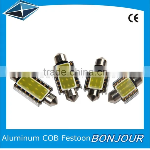 31 36 39 41mm Double Arrow Silver Aluminum COB Chips With Heat-Dissipation Hole 12 Smd For Auto Use