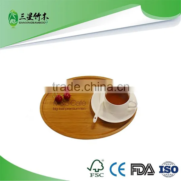 Home Bamboo Round Serving Tray Tea Coffee Tray Holder