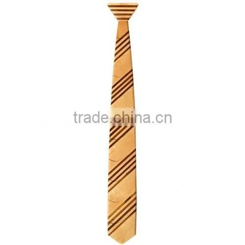Striped Wooden Necktie in Cherry