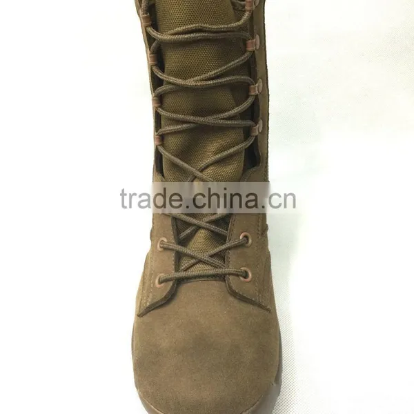 Yiwu Army Lightweight Leather Tan Fashion Tactical Military Combat Boots photo-2