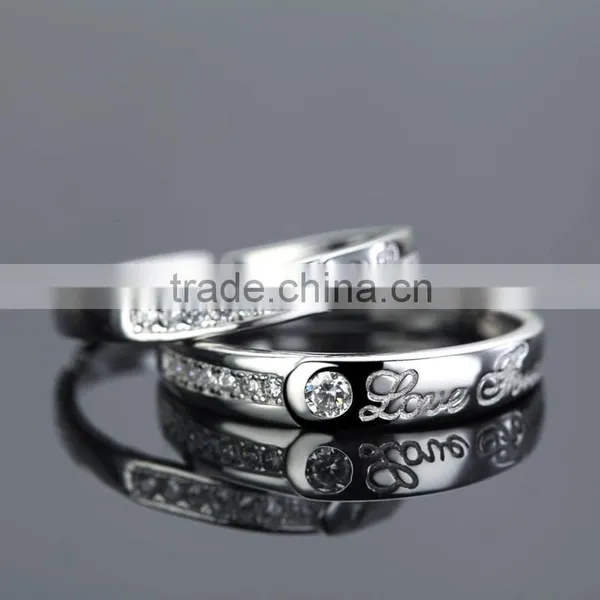 2015 Fashion Love Letter Engraved Silver Couple Wedding Rings photo-2