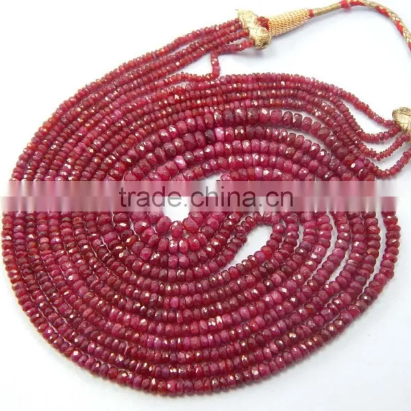 Natural Faceted Red Ruby Roundel Beads, Ruby Beads Strand photo-3