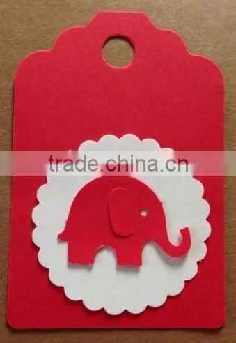 Red & White Paper Hang Tags Baby Shower Party Favor Label Gift Elephant DIY photo-3