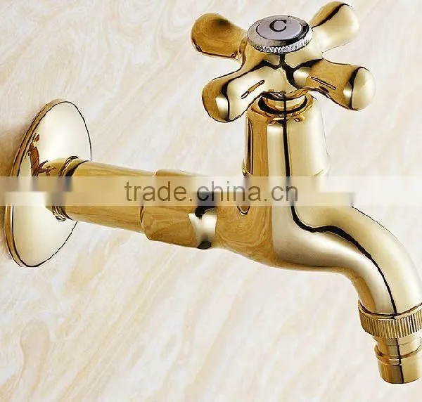 Solid Brass Laundry Sink Bar High End Gold Plate Washing Machine Tap Bathroom Water Tap 0711