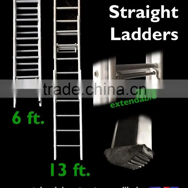 Aluminium 3 Section Straight Ladders 6 Ft.