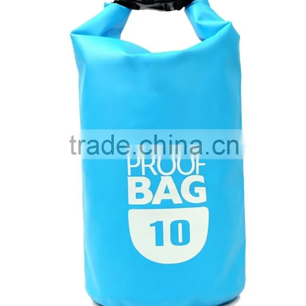 Outdoor Waterproof Dry Bag 500D 10L Waterproof Fabric Roll Top Storage Bag Dry Compression Sack Keeps Gear Dry
