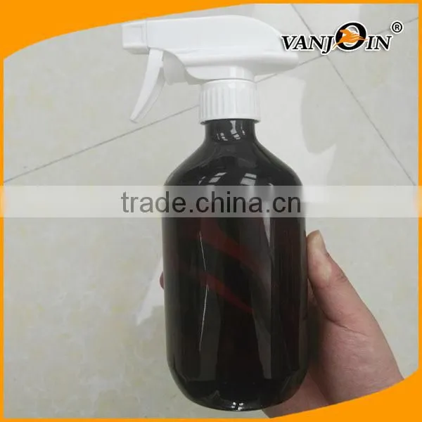 Empty 16oz Amber PET Plastic Trigger Bottle With White Trigger Wholesale photo-4