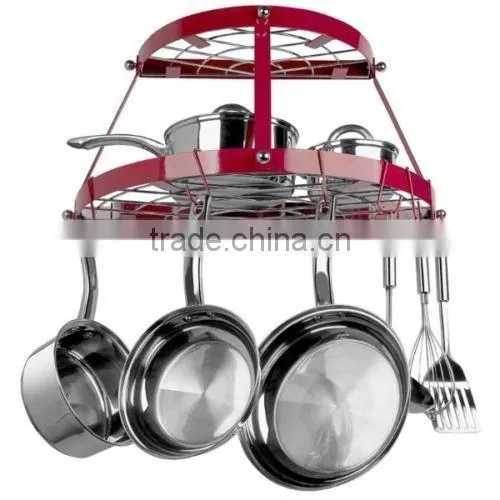 Spinner Hanging Metal Wall Mount Pot Rack Kitchen Shelf photo-3