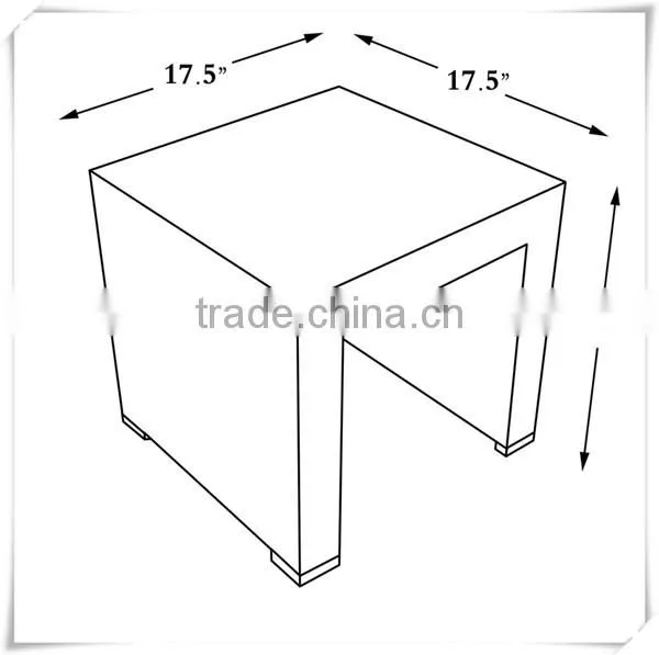 Outdoor All Weather Garden Square Wicker Coffee Side Table W/Tempered Glass Top photo-3