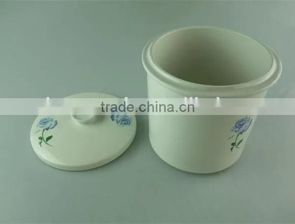 Cheap White Hand Printing Porcelain Stew Pot With Lid photo-2