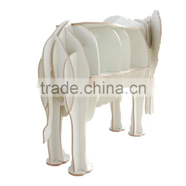 Puzzle Wood Craft Elephant Table Book Shelves Creative Animal Furniture photo-3