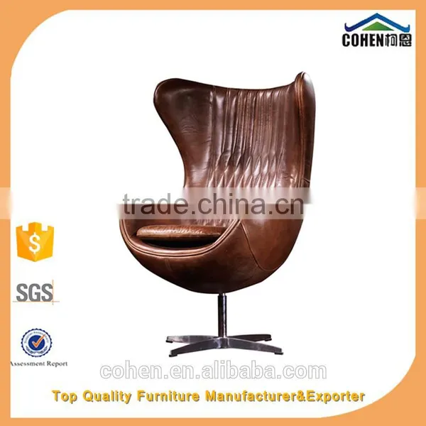 New Model Genuine Leather Egg Chair With Aluminium Back Coating/swivel Bar Chair With High Back/lounge Chair photo-3