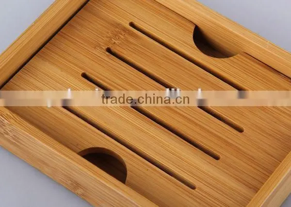 Double Layer Separable Bamboo Soap Box Rectangular Soap Dishes photo-2