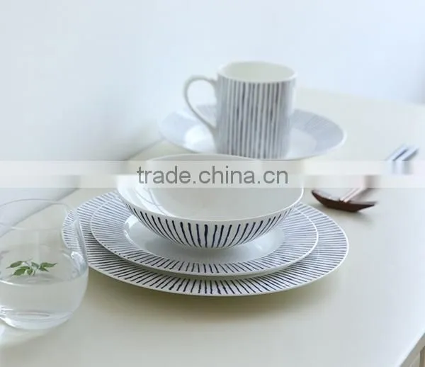 Japanese Style Stripe Decal 5pcs Ceramic Bonechina Dinnerware photo-2
