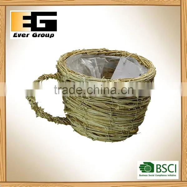Nature Rattan Cup Shape Garden Plant With Wicker Planter Boxes photo-6