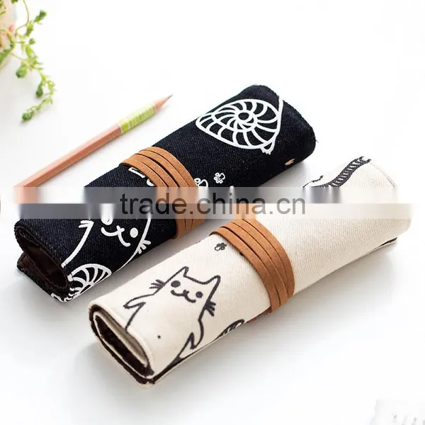 Large Capacity Canvas Multifunction Roll Pencil Case Pencil Bag Pouch for School for Student photo-2