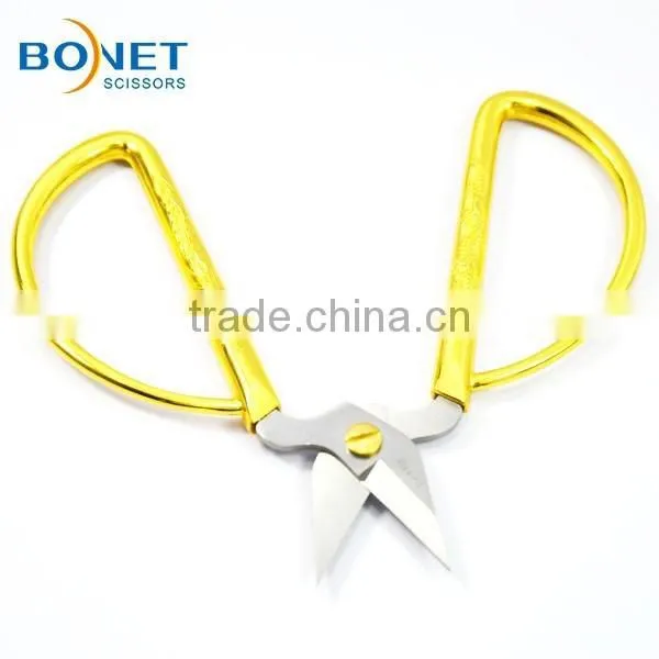 S11004 FDA Qualified 5" Heavy-duty Gold Plated Ribbon Cutting Scissors photo-3