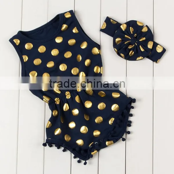 High Quality Baby Clothes Infant Rompers Baby Gold Polk Dots Bodysuit photo-6