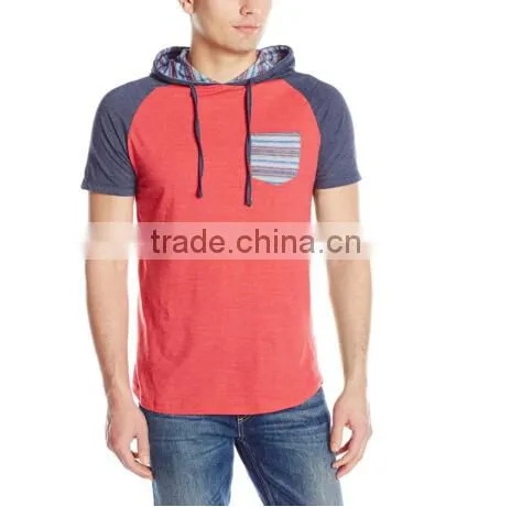Hot-selling Custom Spandex/cotton Two Color Men's Short Sleeve Hoodie photo-3
