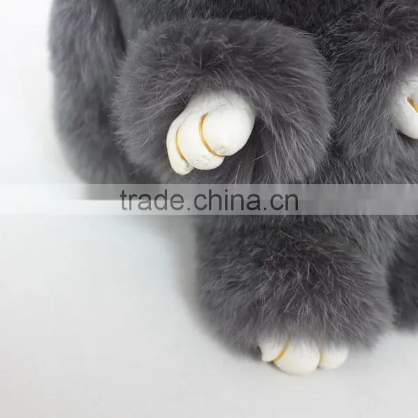 Myfur Dark Grey Cute Rabbit Fur Made Rabbit Bag Accessory Pendant photo-6