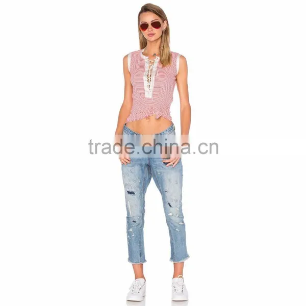 Top Selling Ladies Out Fit Lace Up Fashion Blouse photo-4