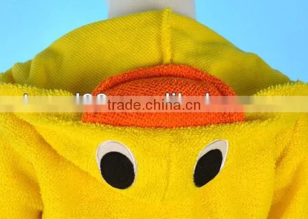 100% Cotton Towelling Terrycloth Applique Kids Hooded Bathrobe ,children Hooded Bathrobes photo-3