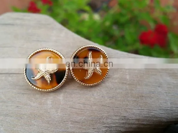Summer Seahorse Starfish and Anchor Tortoise Shell Stud Earrings photo-4