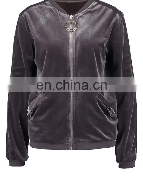 2017 Spring Autumn Women Velvet Bomber Jacket Wholesale photo-2