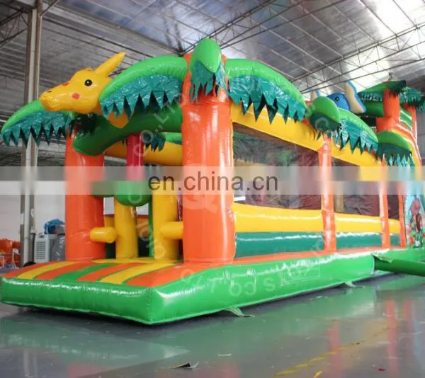 Jungle Theme Inflatable Bouncy Jumping Castle Obstacle With Long Slip photo-2