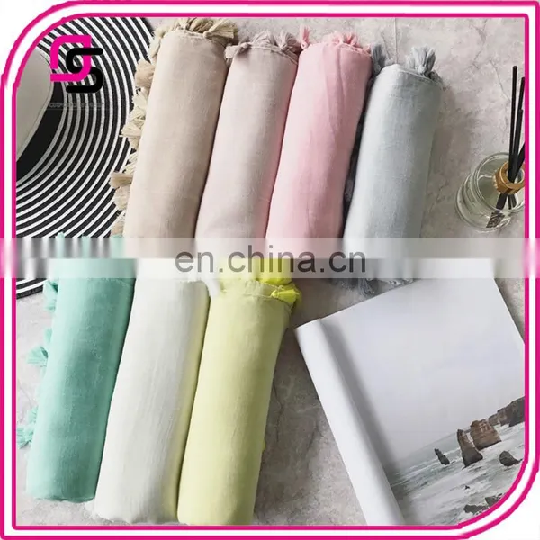 New Spring Spring Summer Female Dusty Color Scarf Beach Towel Tourism 100% Viscose Scarf With Tassel photo-2