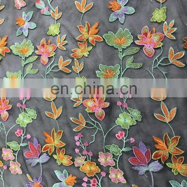 OLF0134 Lively Colorful Small Flowers Design Multi Color Chemical Lace Fabric