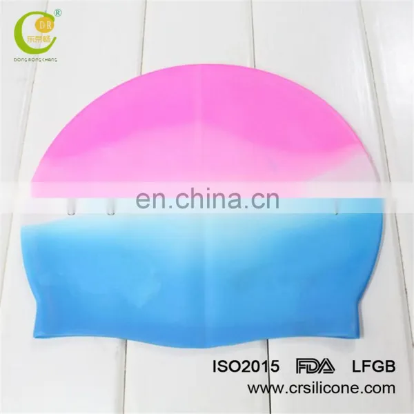 Colorful Customized Logo Available Printed Embossed Silicone Swimming Cap photo-3