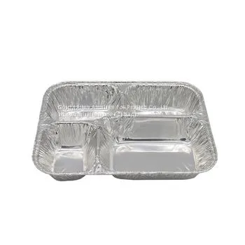 Disposable 4 Compartment Aluminum Foil Meal Tray With Lid