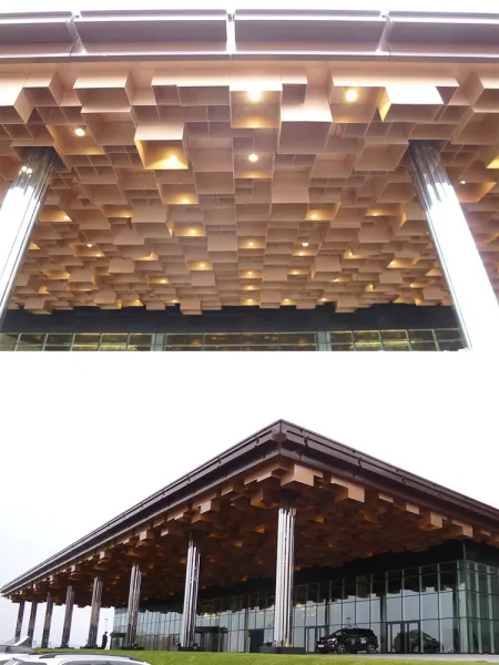Wooden Finish Construction Exterior Wall Facade Solid Color Aluminum Panels With Pvdf Coated photo-5