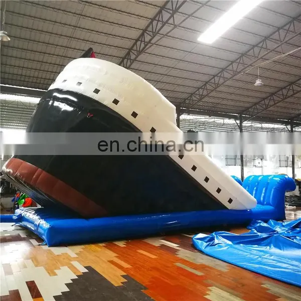 Outdoor Portable Blue Ship Inflatable Titanic Water Pool Slide for Sale photo-6