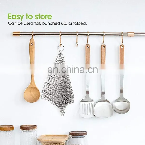 Stainless Steel Chainmail Scrubber With Silicone for Cast Iron Pan photo-5