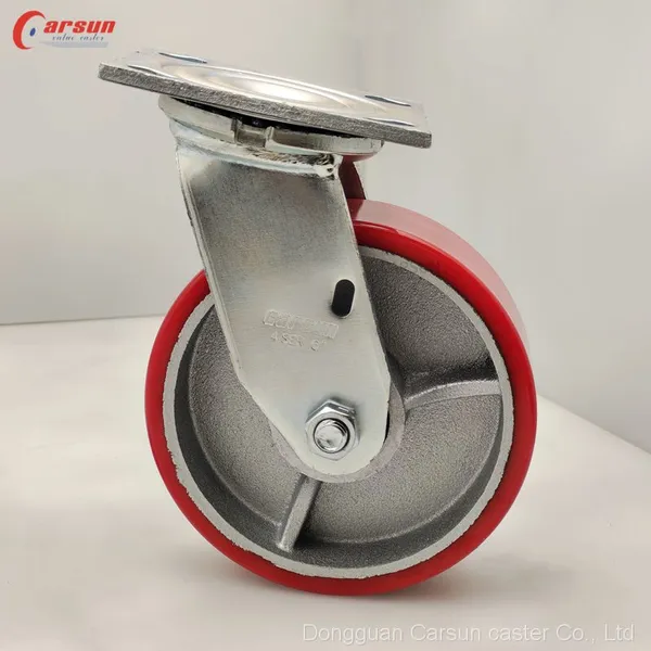 Heavy Duty Caster 6 Inch Iron Core PU Caster Wheel Industrial Swivel Castor Wheels Without Brake photo-2