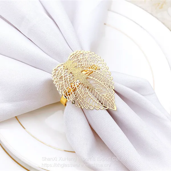 Gold Napkin Rings Vintage Wedding Party Favor Holder for Dinning Table photo-2