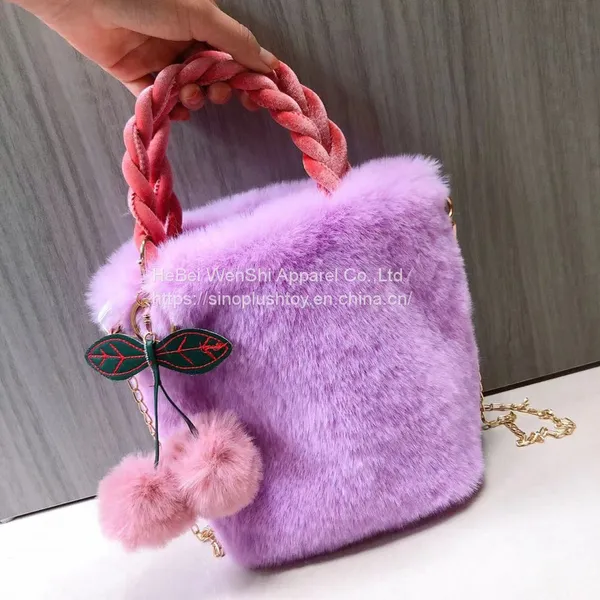 009 Autumn New Lovely Cherry Girl Plush Handbag Female Plush Autumn/Winter Shoulder Crossbody Bag Fashion Small Bag photo-3