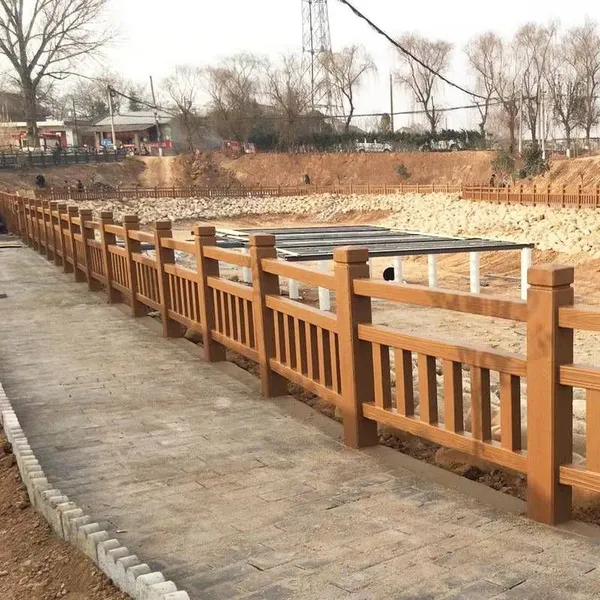 Imitation Wood Landscape Railing for Rivers, Ponds, Gardens and Scenic Areas, Cement Fence, Concrete Guardrail for Rivers and Reservoirs photo-4